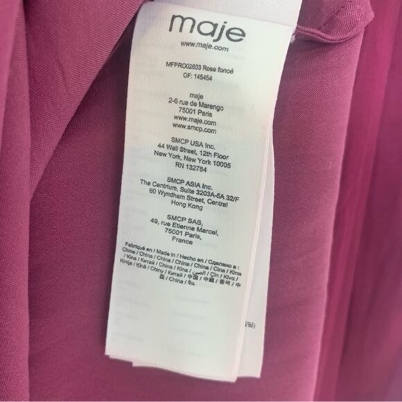 Maje Rianne Pleated Mini Dress Rose Magenta Size S NWT - Picture 8 of 15